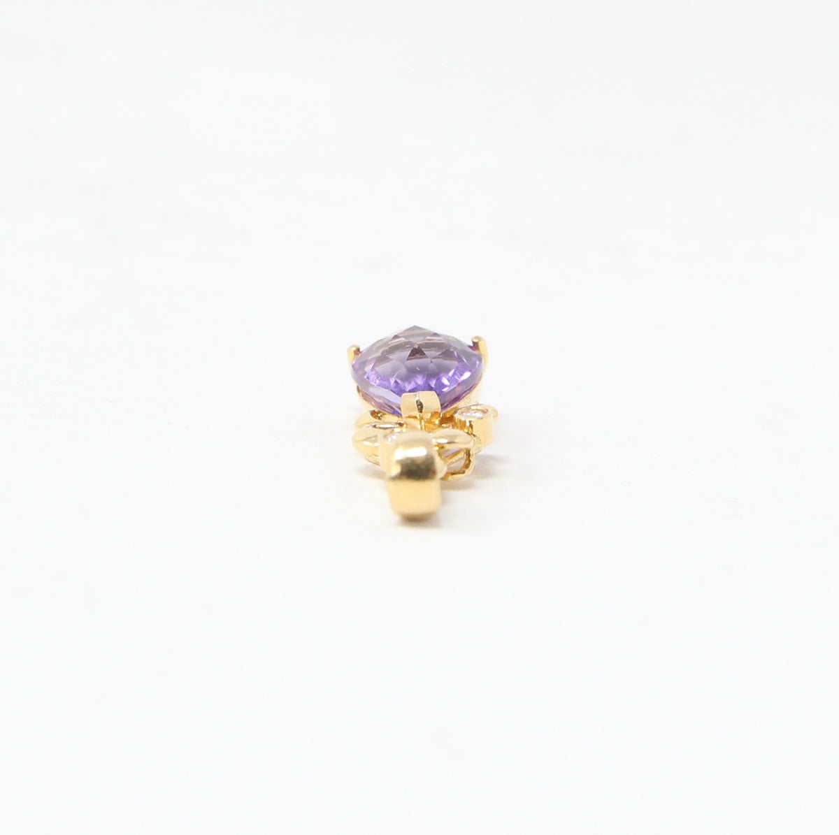 Vintage Hallmarked Solid 18ct 18k Gold 2.5Ct Amethyst & Diamond Tear Drop Pendant