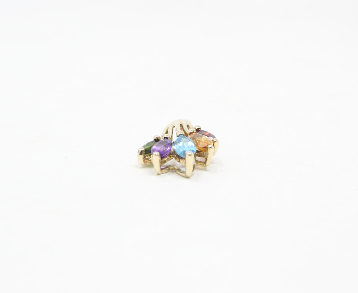 Vintage 2006 Hallmarked Solid 9ct 9k Gold Amethyst Topaz Citrine Garnet Rainbow Pendant