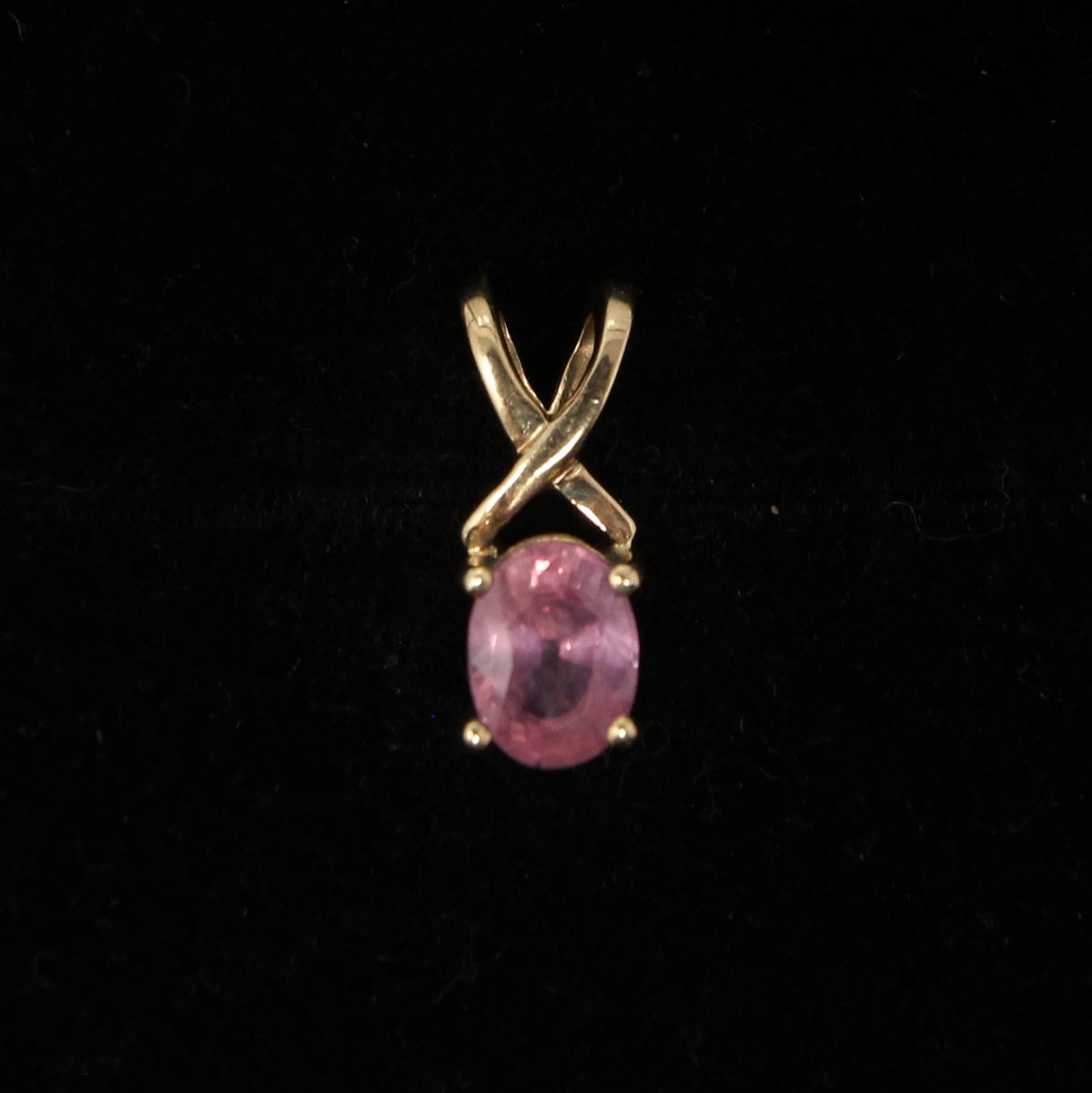 Vintage Solid 9ct 9k Gold Ruby Pink Sapphire Infinity Pendant