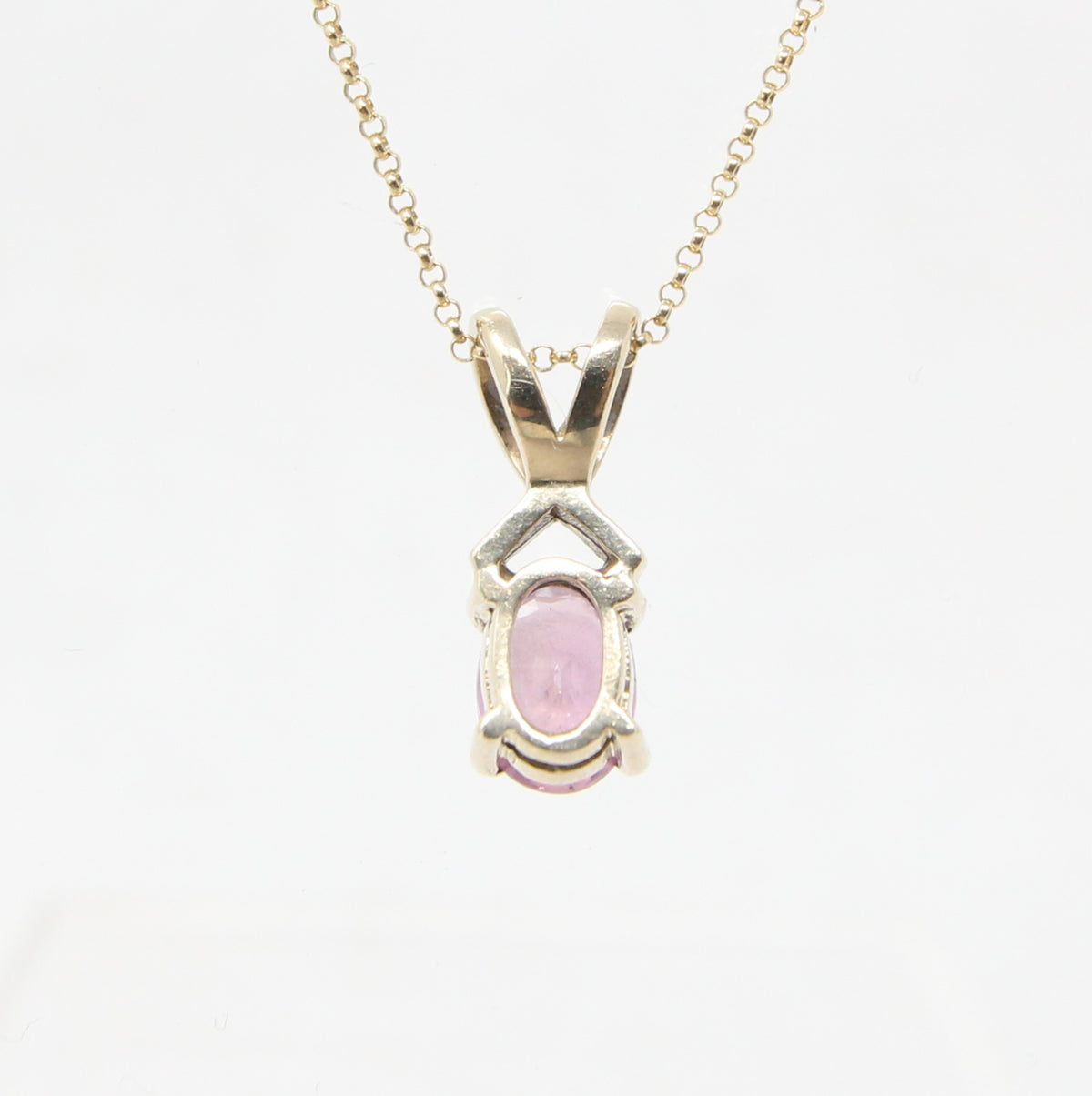 Vintage Solid 9ct 9k Gold Ruby Pink Sapphire Infinity Pendant