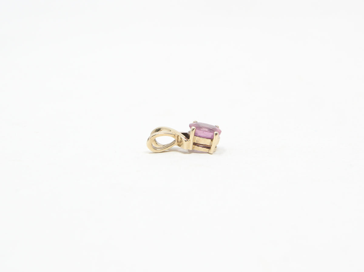 Vintage Solid 9ct 9k Gold Ruby Pink Sapphire Infinity Pendant
