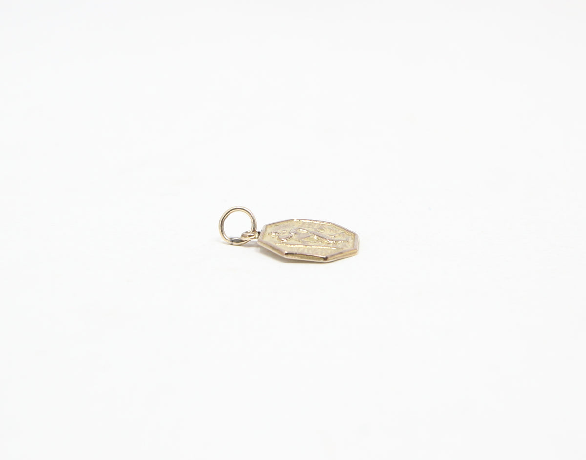 Vintage 1962 Hallmarked Solid 9ct 9k Gold St Christopher Octagon Coin Medallion Pendant