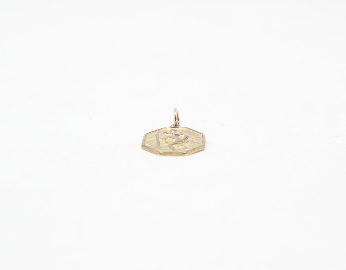 Vintage 1962 Hallmarked Solid 9ct 9k Gold St Christopher Octagon Coin Medallion Pendant