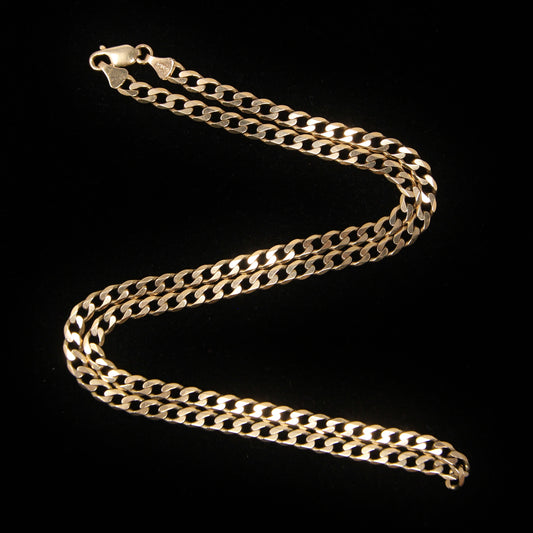 Vintage 1980's Hallmarked Solid 9ct 9k Gold Chunky Curb Chain Necklace 20.5''