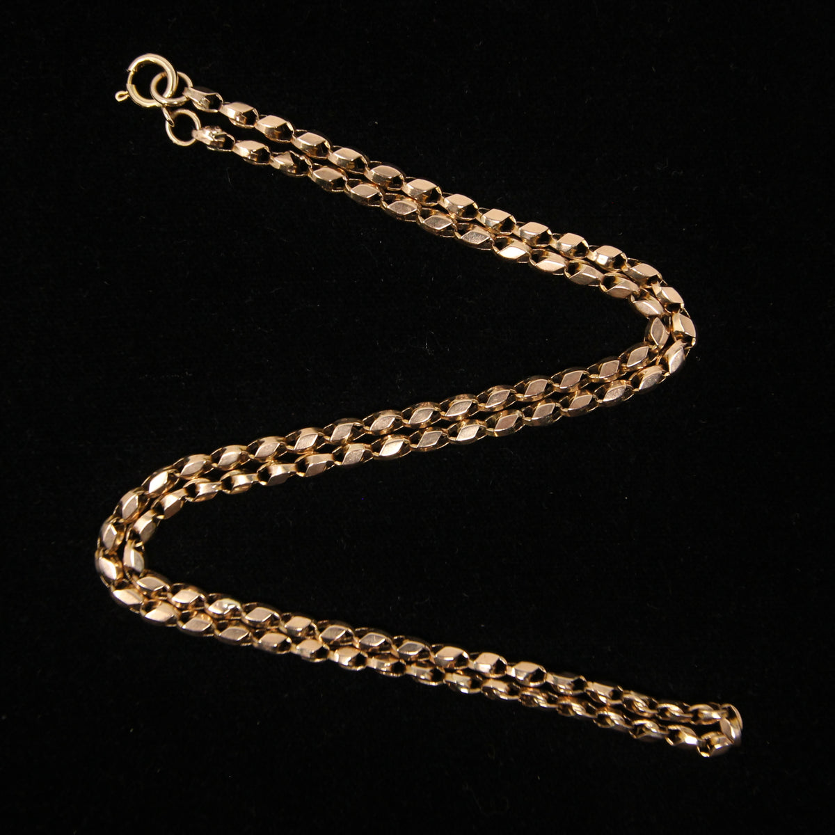 Antique Victorian Hallmarked Solid 9ct 9k Gold Tulip Cable Belcher Chain Necklace 19.5 ''