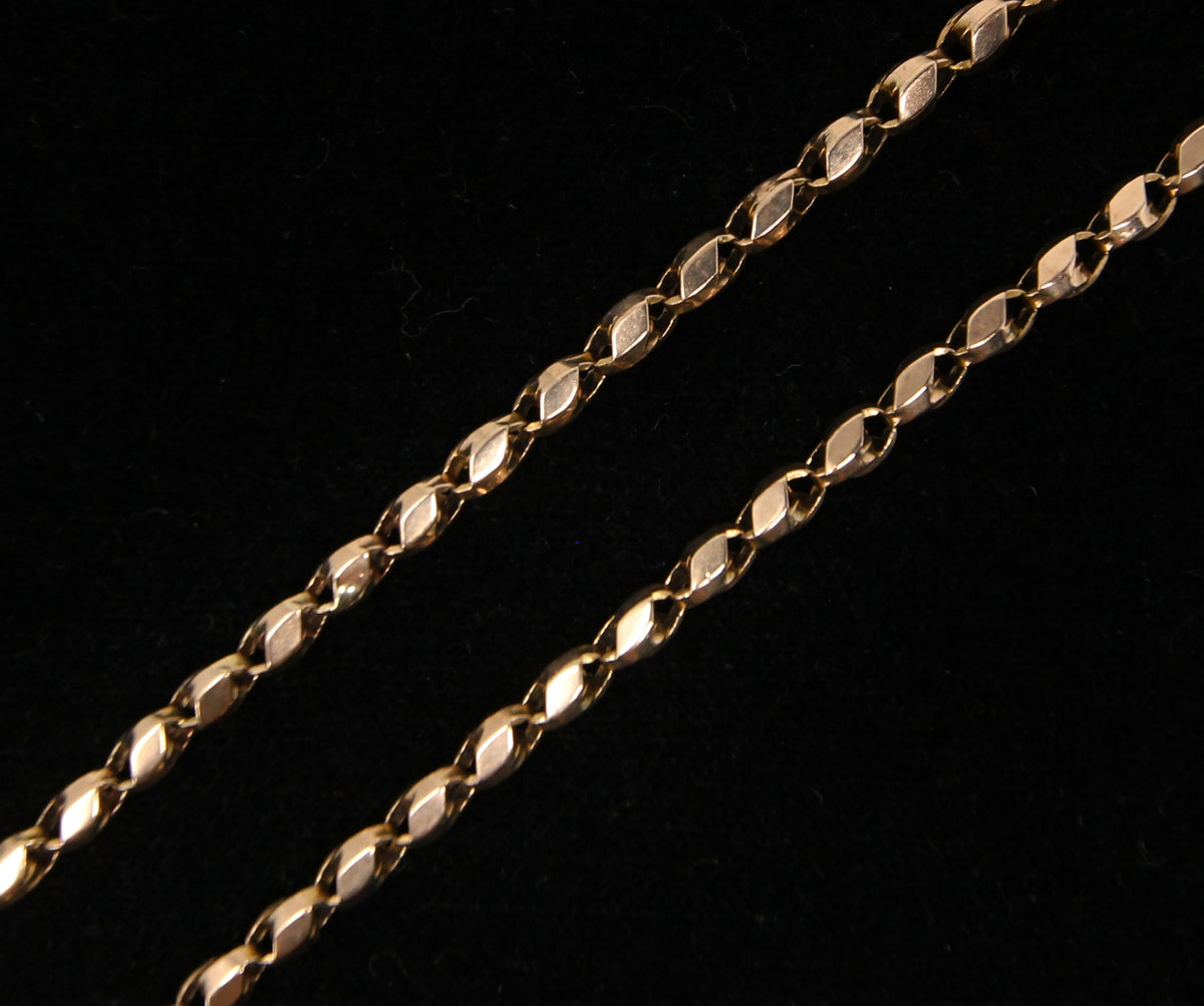 Antique Victorian Hallmarked Solid 9ct 9k Gold Tulip Cable Belcher Chain Necklace 19.5 ''