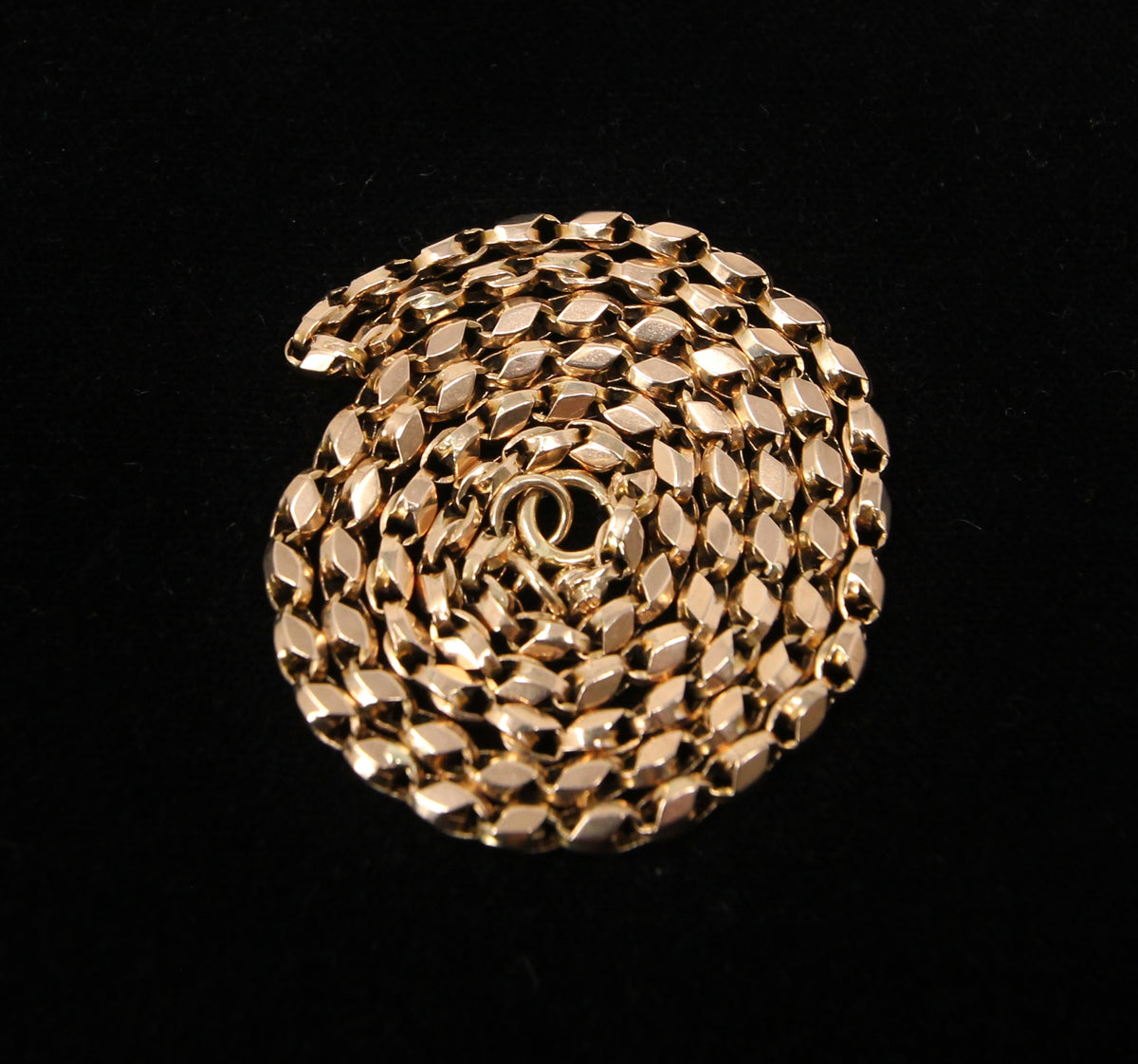Antique Victorian Hallmarked Solid 9ct 9k Gold Tulip Cable Belcher Chain Necklace 19.5 ''