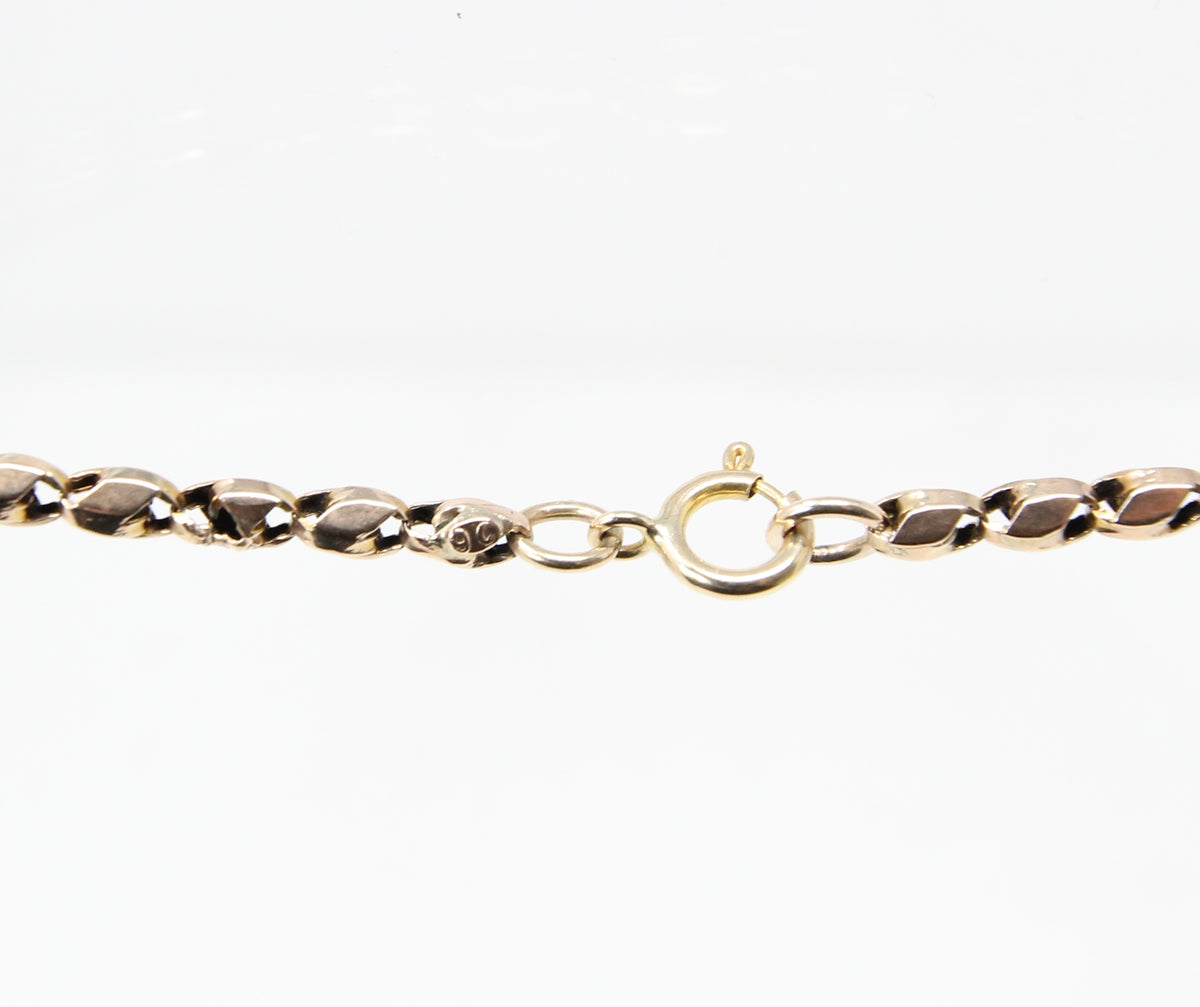 Antique Victorian Hallmarked Solid 9ct 9k Gold Tulip Cable Belcher Chain Necklace 19.5 ''