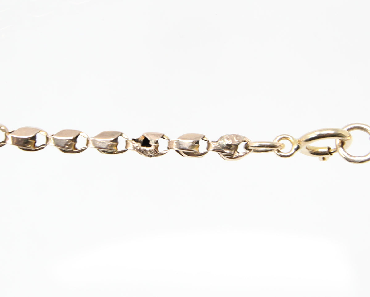Antique Victorian Hallmarked Solid 9ct 9k Gold Tulip Cable Belcher Chain Necklace 19.5 ''