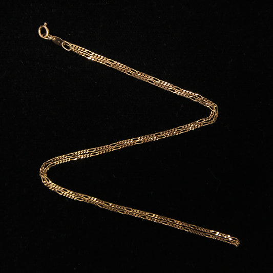Vintage 1992 Hallmarked Solid 9ct 9k Gold Figaro Curb Chain Necklace 16 ''