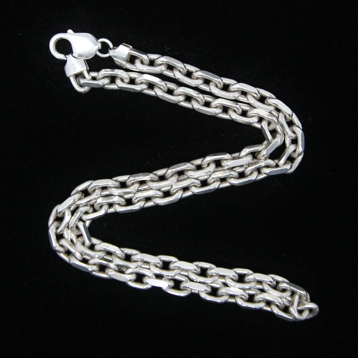 Vintage Italy Hallmarked Heavy Solid Sterling Silver Chunky Biker Cable Chain Necklace 22.25'' 93g