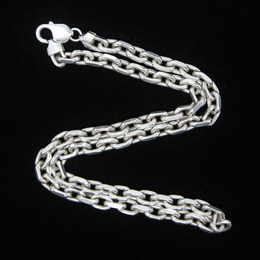 Vintage Italy Hallmarked Heavy Solid Sterling Silver Chunky Biker Cable Chain Necklace 22.25'' 93g
