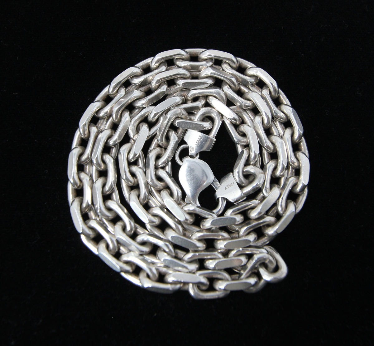 Vintage Italy Hallmarked Heavy Solid Sterling Silver Chunky Biker Cable Chain Necklace 22.25'' 93g