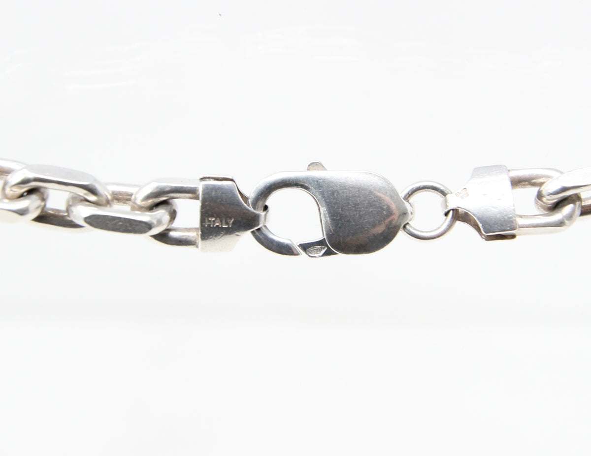 Vintage Italy Hallmarked Heavy Solid Sterling Silver Chunky Biker Cable Chain Necklace 22.25'' 93g