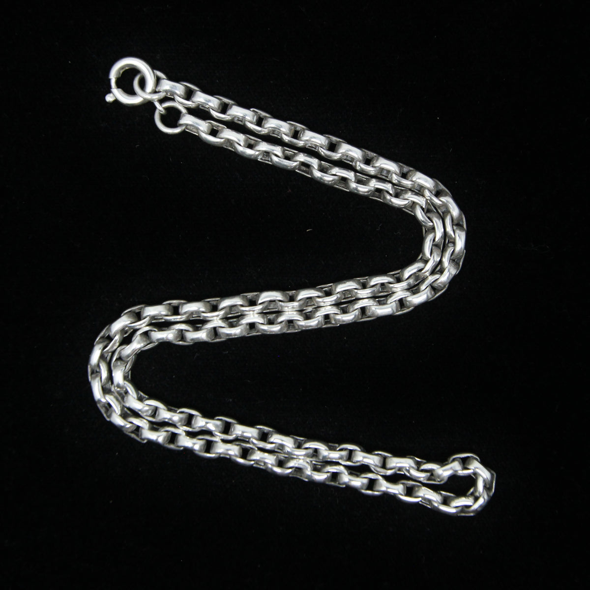 Antique Victorian Solid Sterling Silver Smooth Cable Belcher Snake Chain Necklace 18''
