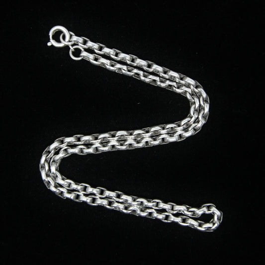 Antique Victorian Solid Sterling Silver Smooth Cable Belcher Snake Chain Necklace 18''