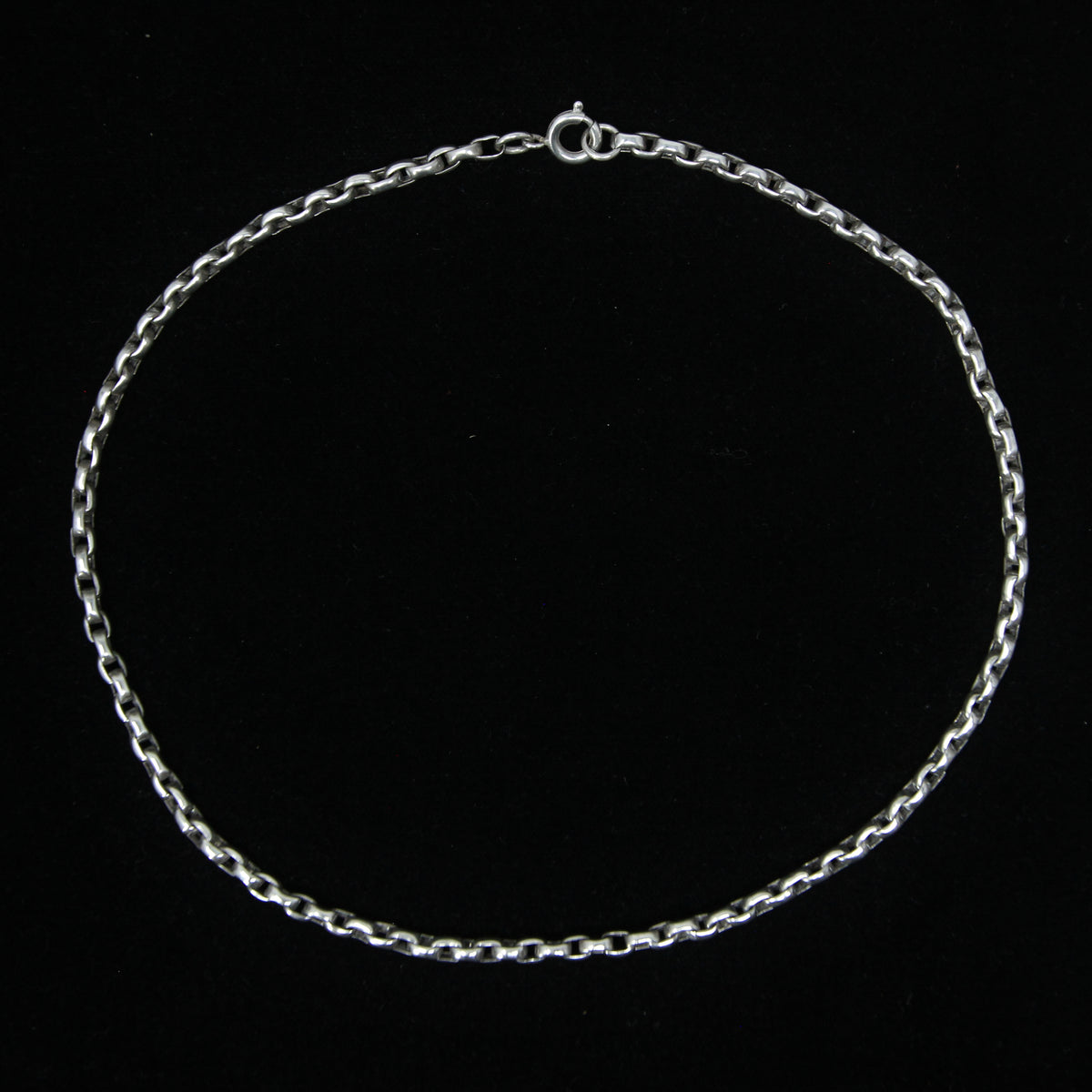 Antique Victorian Solid Sterling Silver Smooth Cable Belcher Snake Chain Necklace 18''