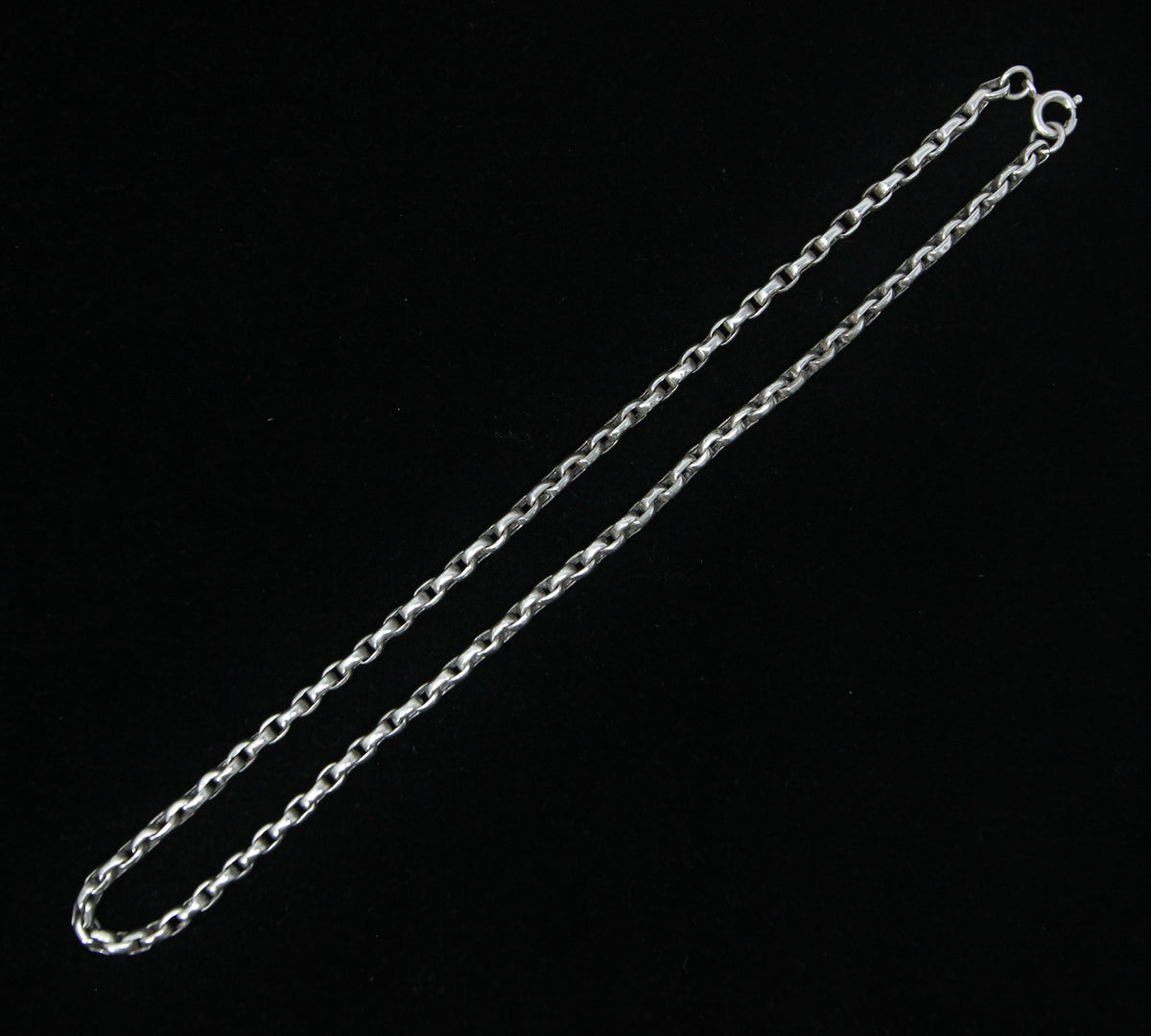 Antique Victorian Solid Sterling Silver Smooth Cable Belcher Snake Chain Necklace 18''