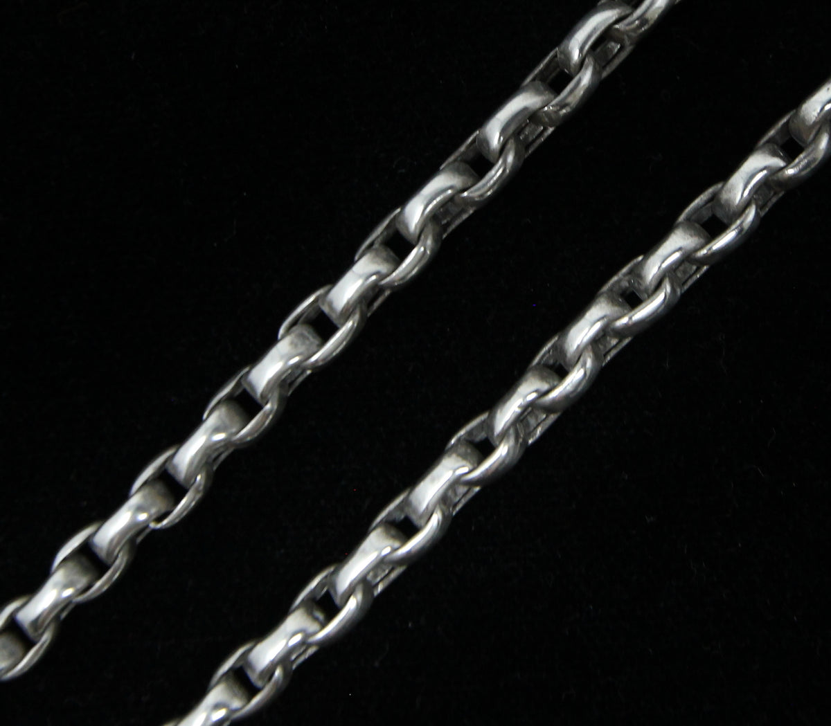 Antique Victorian Solid Sterling Silver Smooth Cable Belcher Snake Chain Necklace 18''