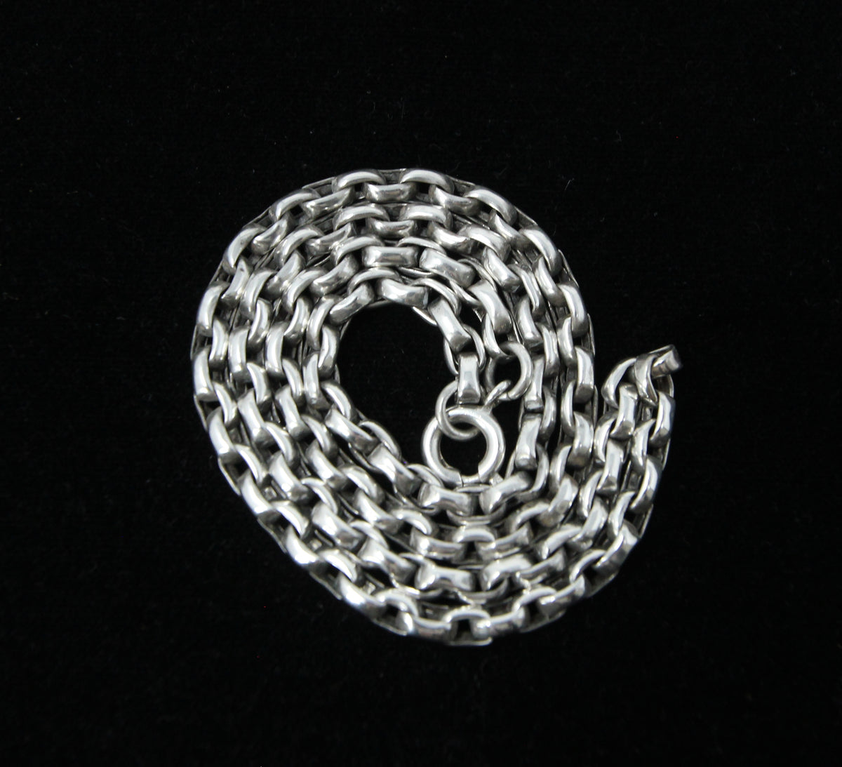 Antique Victorian Solid Sterling Silver Smooth Cable Belcher Snake Chain Necklace 18''