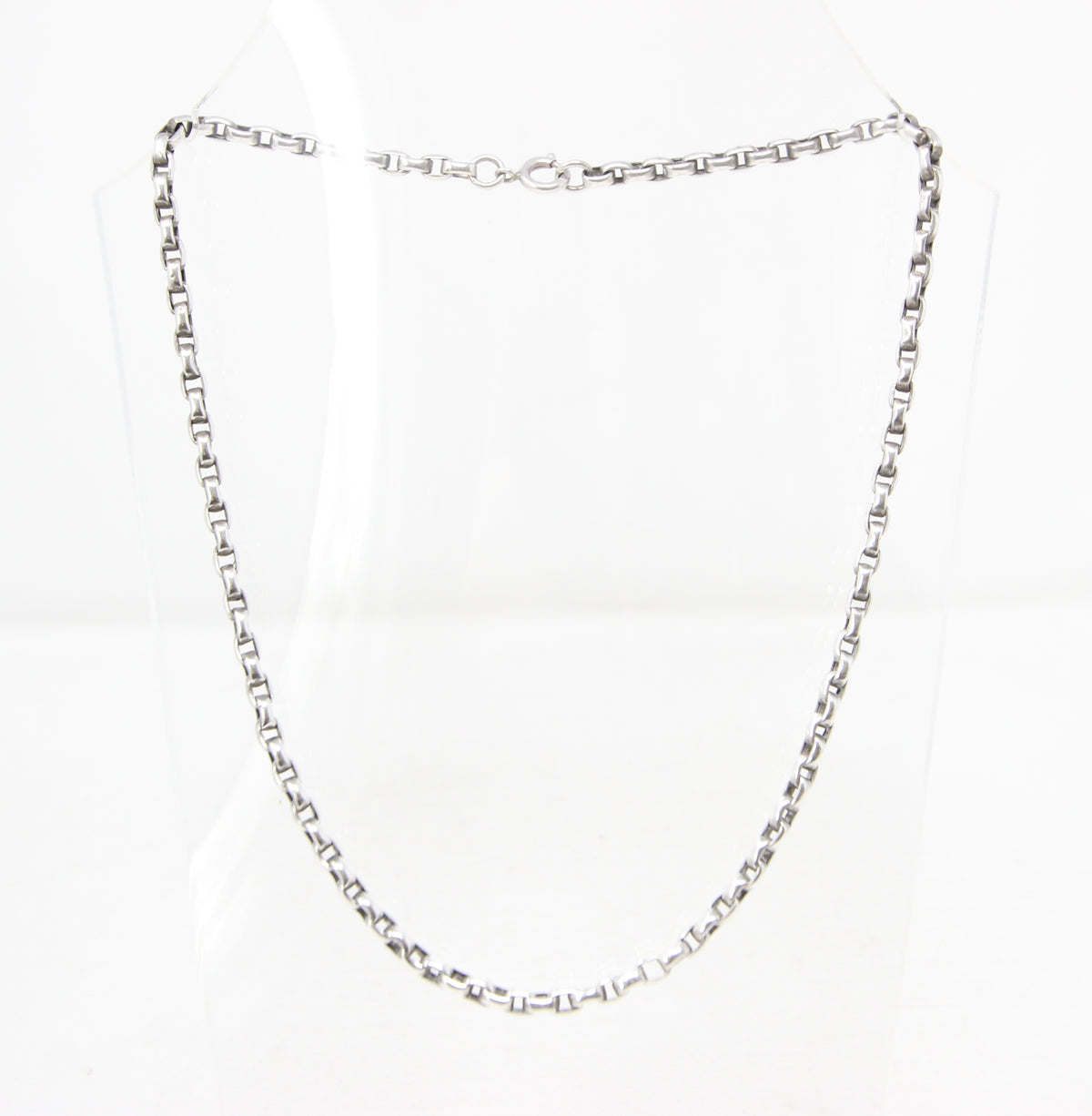 Antique Victorian Solid Sterling Silver Smooth Cable Belcher Snake Chain Necklace 18''