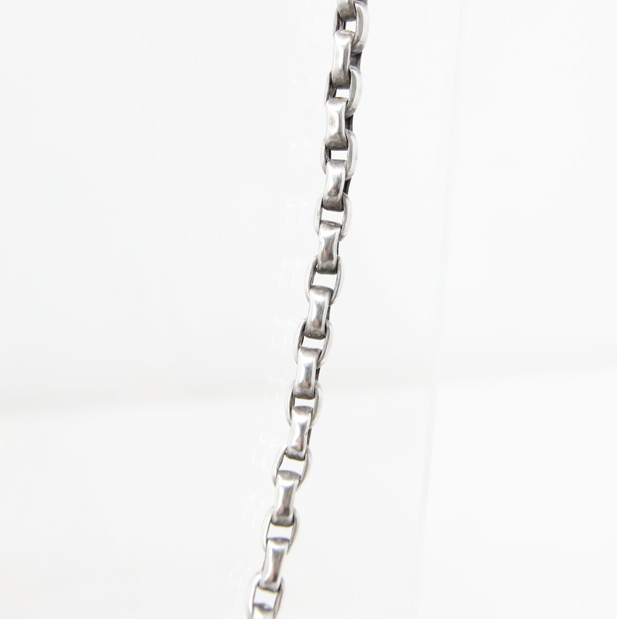 Antique Victorian Solid Sterling Silver Smooth Cable Belcher Snake Chain Necklace 18''