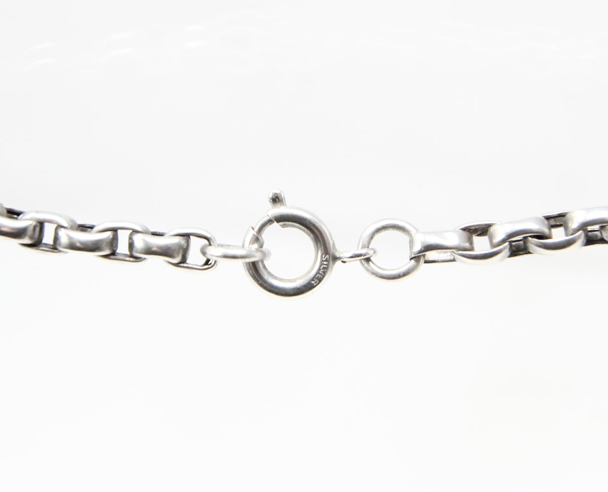 Antique Victorian Solid Sterling Silver Smooth Cable Belcher Snake Chain Necklace 18''
