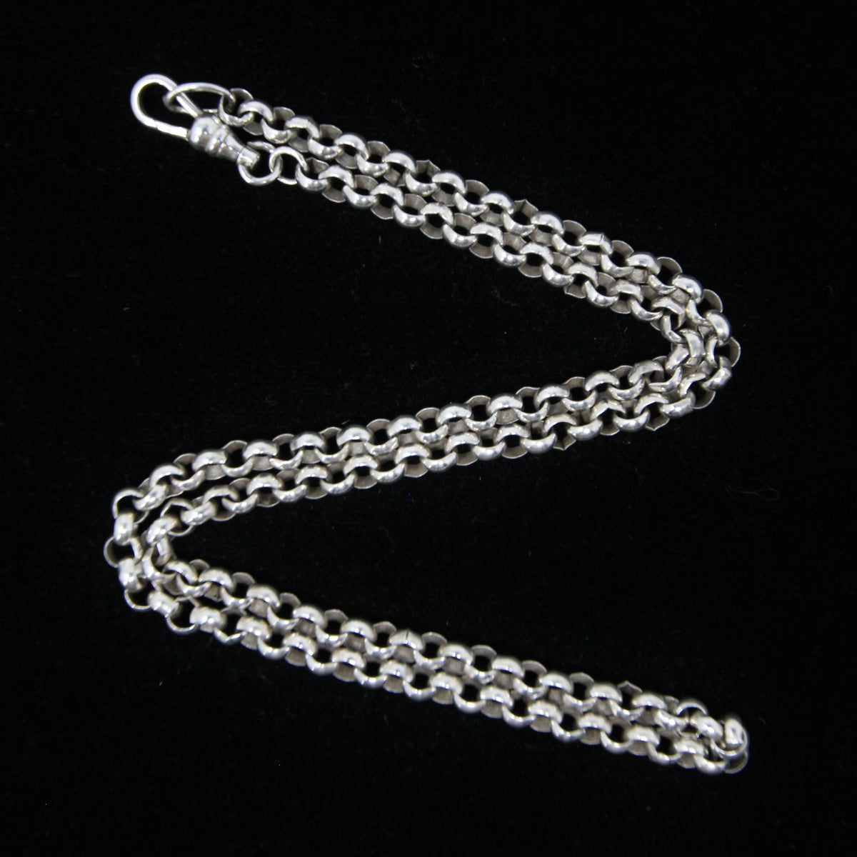 Vintage Solid Sterling Silver Belcher Rolo Cable Chain Dog Clip Necklace 18''