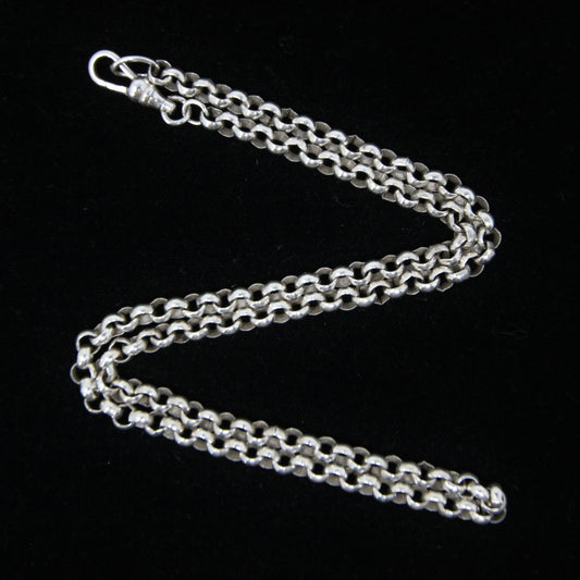 Vintage Solid Sterling Silver Belcher Rolo Cable Chain Dog Clip Necklace 18''