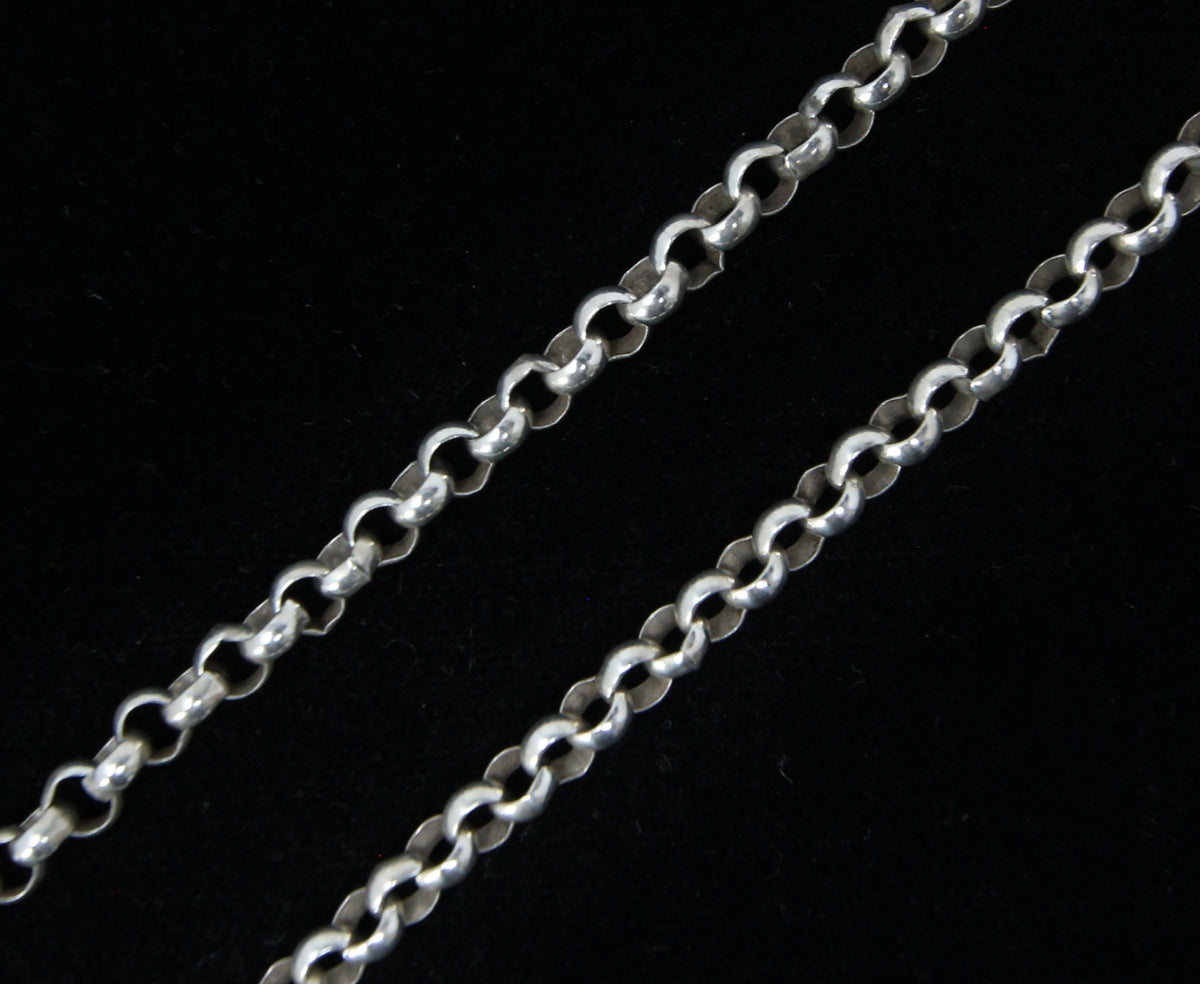 Vintage Solid Sterling Silver Belcher Rolo Cable Chain Dog Clip Necklace 18''