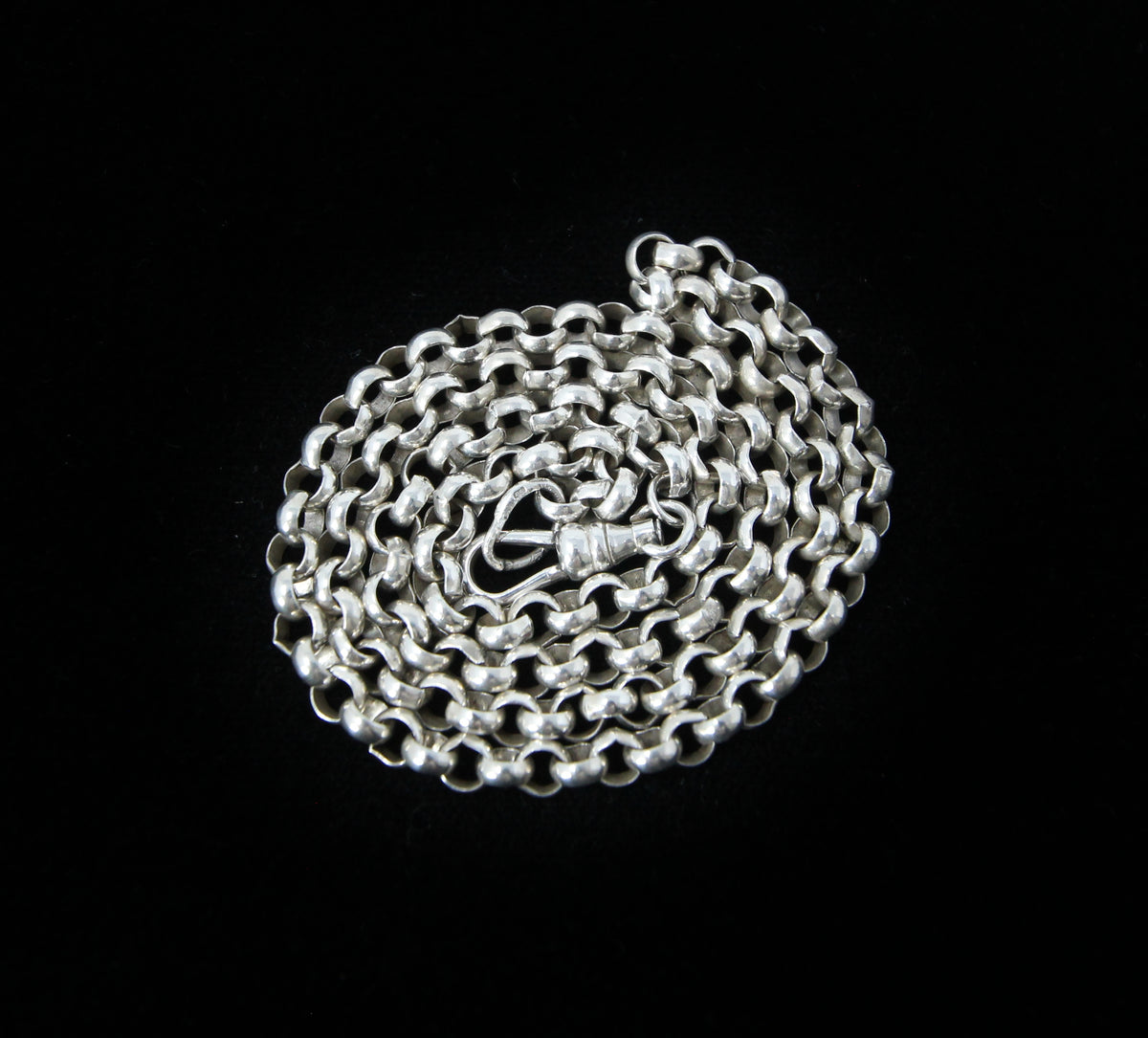 Vintage Solid Sterling Silver Belcher Rolo Cable Chain Dog Clip Necklace 18''