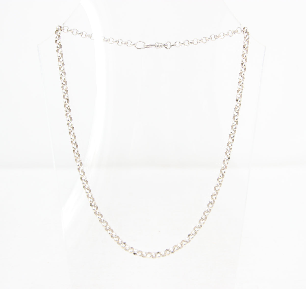 Vintage Solid Sterling Silver Belcher Rolo Cable Chain Dog Clip Necklace 18''