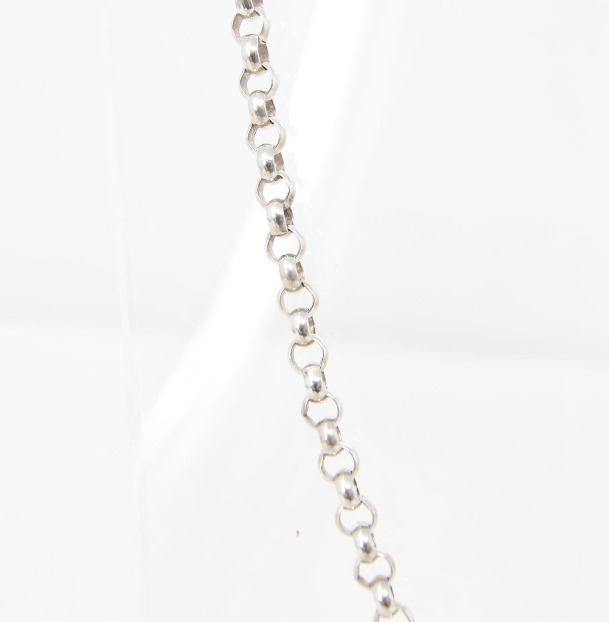 Vintage Solid Sterling Silver Belcher Rolo Cable Chain Dog Clip Necklace 18''