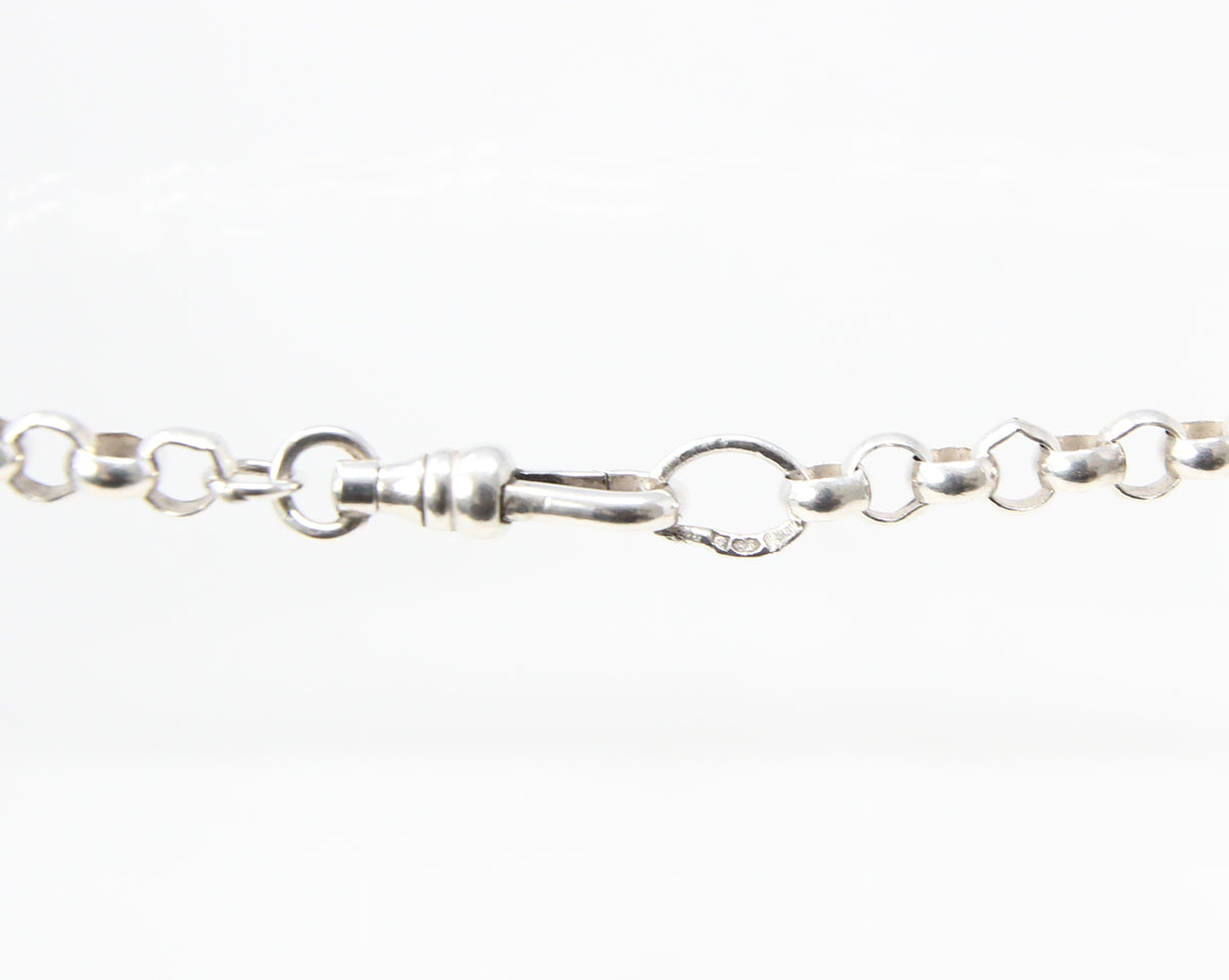 Vintage Solid Sterling Silver Belcher Rolo Cable Chain Dog Clip Necklace 18''