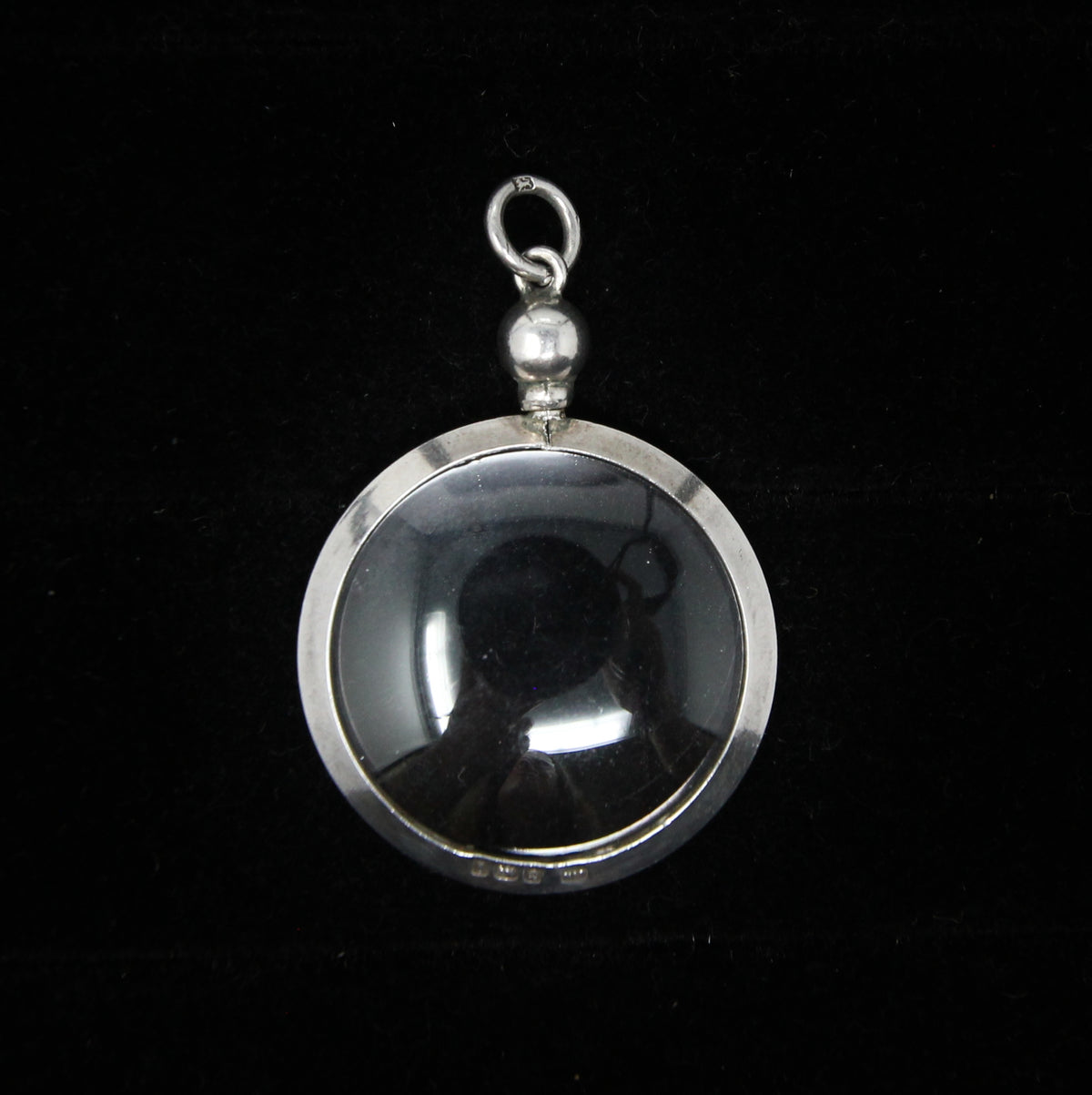 Antique Edwardian 1908 Hallmarked Solid Sterling Silver Screw Top Glass Photo Locket Pendant