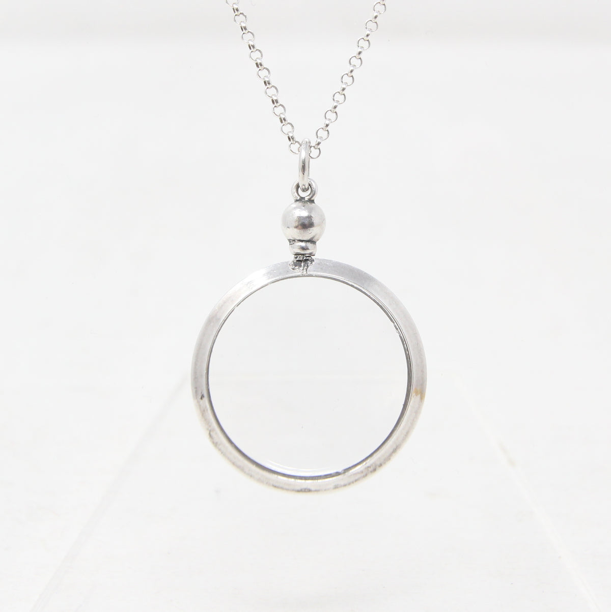 Antique Edwardian 1908 Hallmarked Solid Sterling Silver Screw Top Glass Photo Locket Pendant
