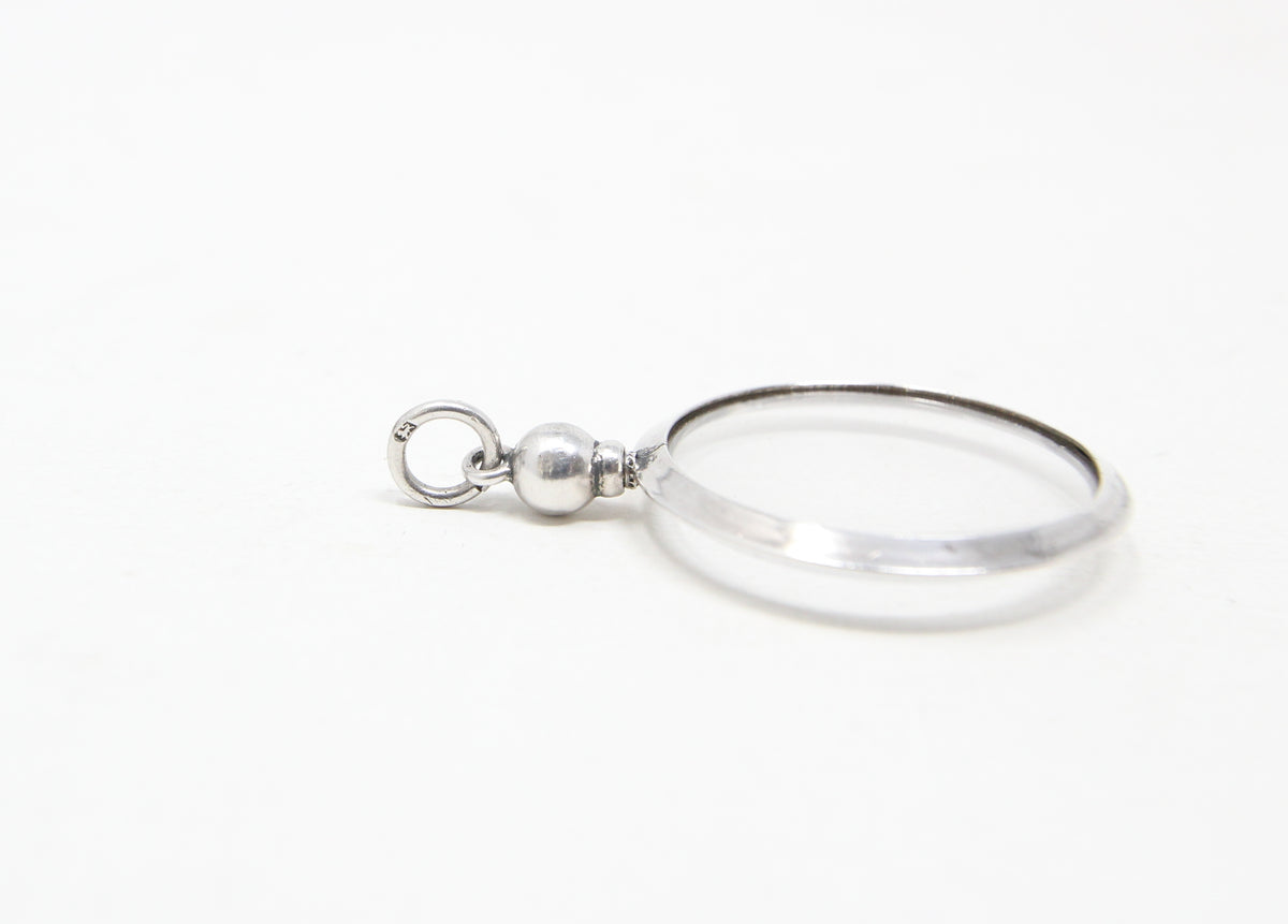 Antique Edwardian 1908 Hallmarked Solid Sterling Silver Screw Top Glass Photo Locket Pendant