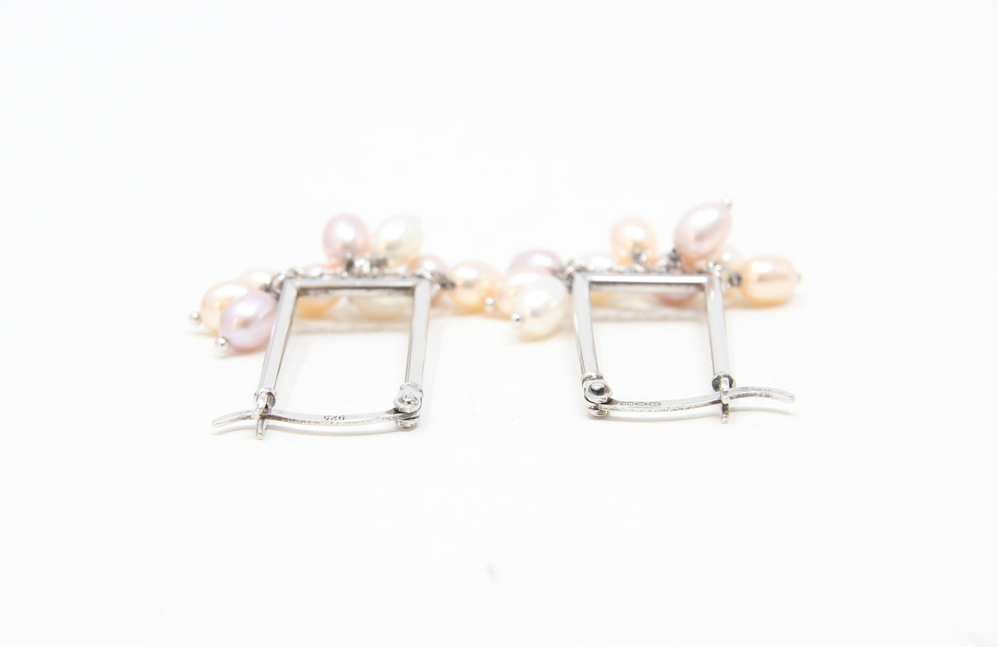 Vintage 2007 Hallmarked Solid Sterling Silver Real Baroque Pearl Handbag Hoop Earrings