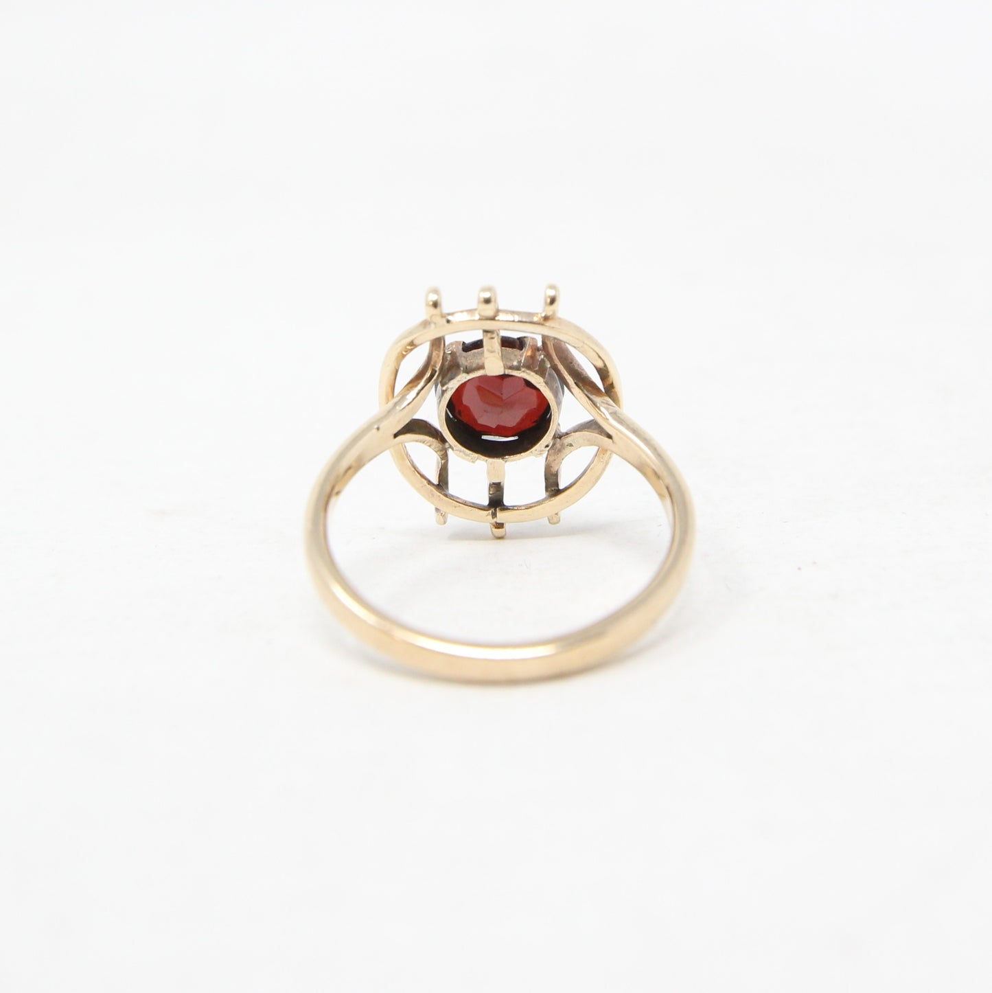 Vintage Antique Art Deco Bespoke Solid 9ct 9k Gold Garnet Caged Target Ring Size R