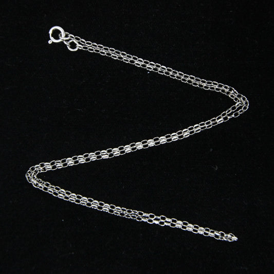 Vintage English Hallmarked Solid 9ct 9k White Gold 375 Belcher Cable Chain Necklace 18'' 2.5g