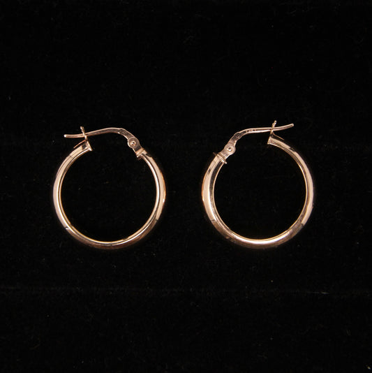 Vintage Hallmarked Solid 9ct 9k Rose Gold Plain Smooth Chunky Hoop Earrings