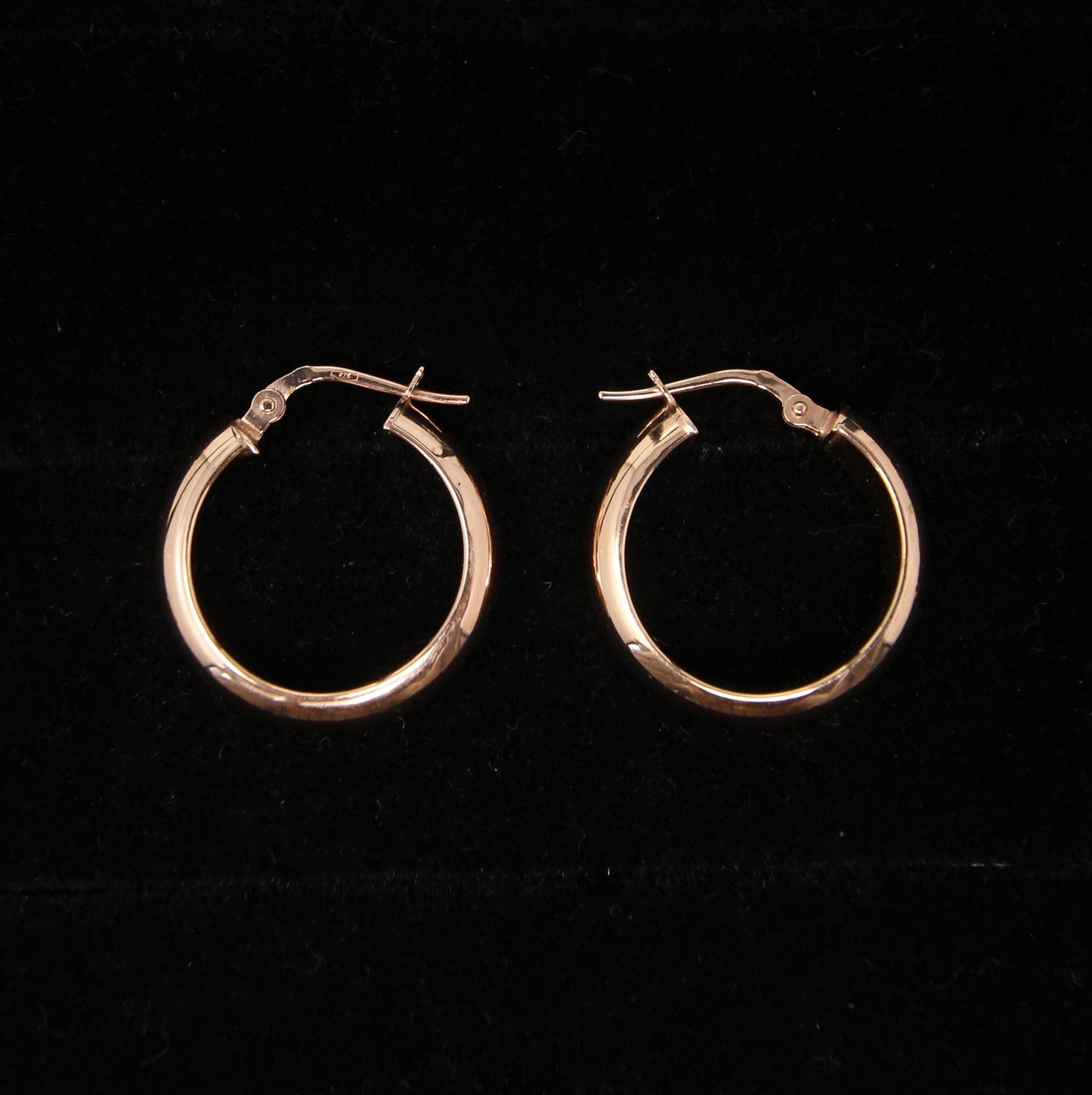 Vintage Hallmarked Solid 9ct 9k Rose Gold Plain Smooth Chunky Hoop Earrings