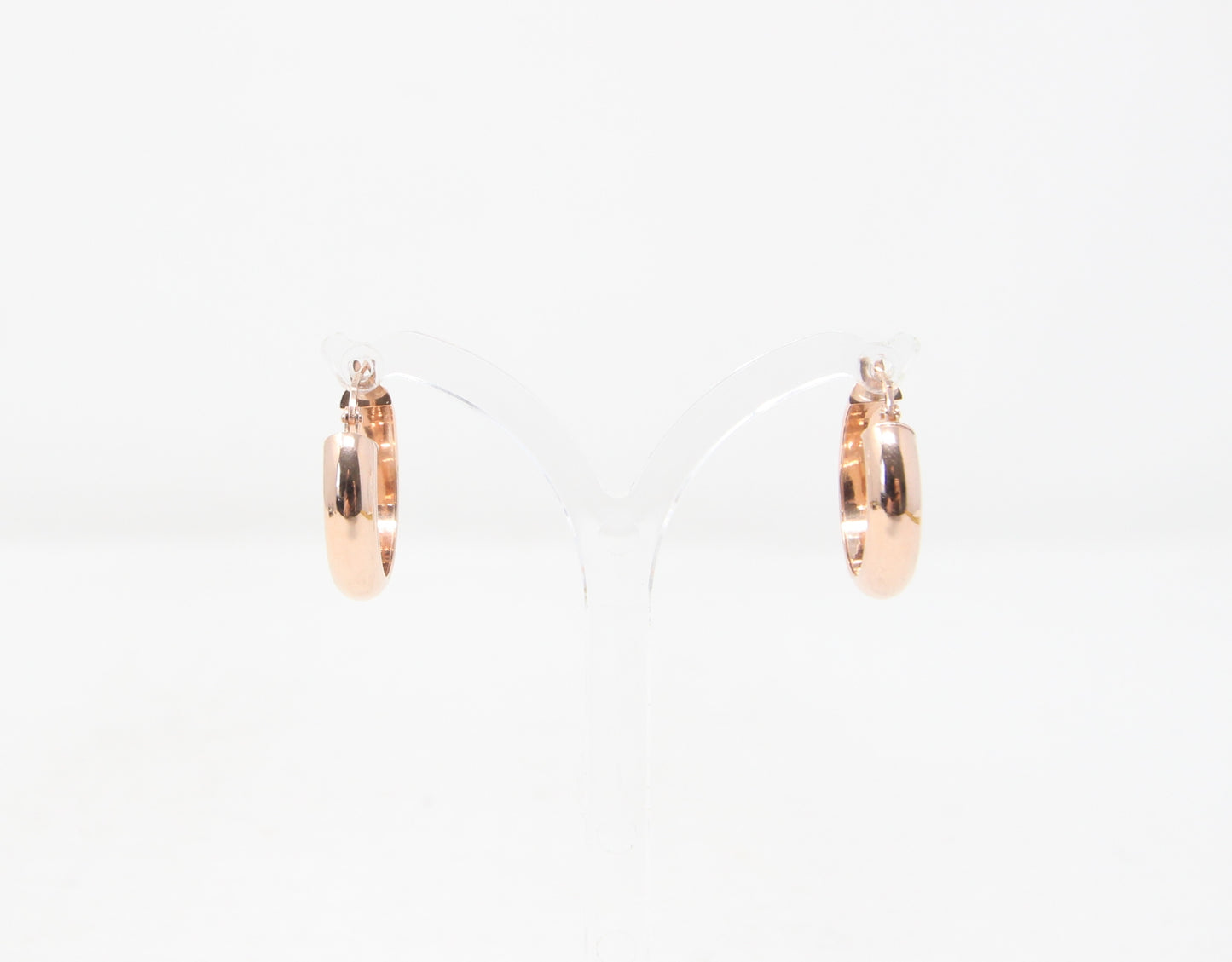 Vintage Hallmarked Solid 9ct 9k Rose Gold Plain Smooth Chunky Hoop Earrings