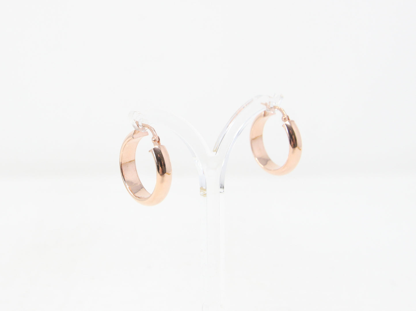 Vintage Hallmarked Solid 9ct 9k Rose Gold Plain Smooth Chunky Hoop Earrings