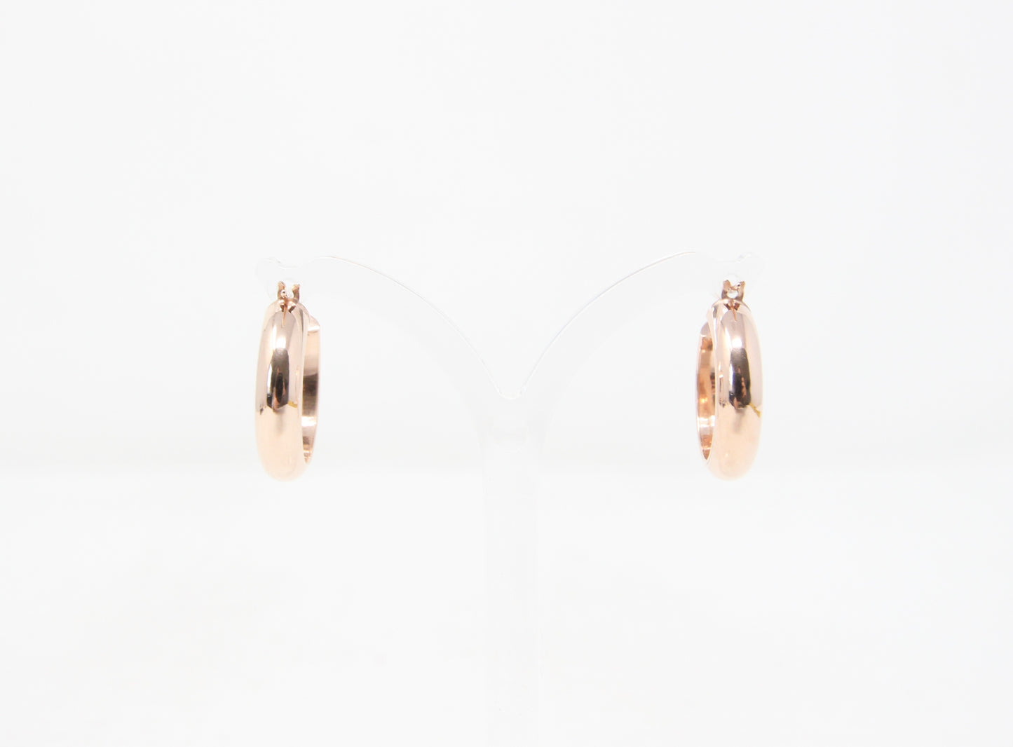 Vintage Hallmarked Solid 9ct 9k Rose Gold Plain Smooth Chunky Hoop Earrings