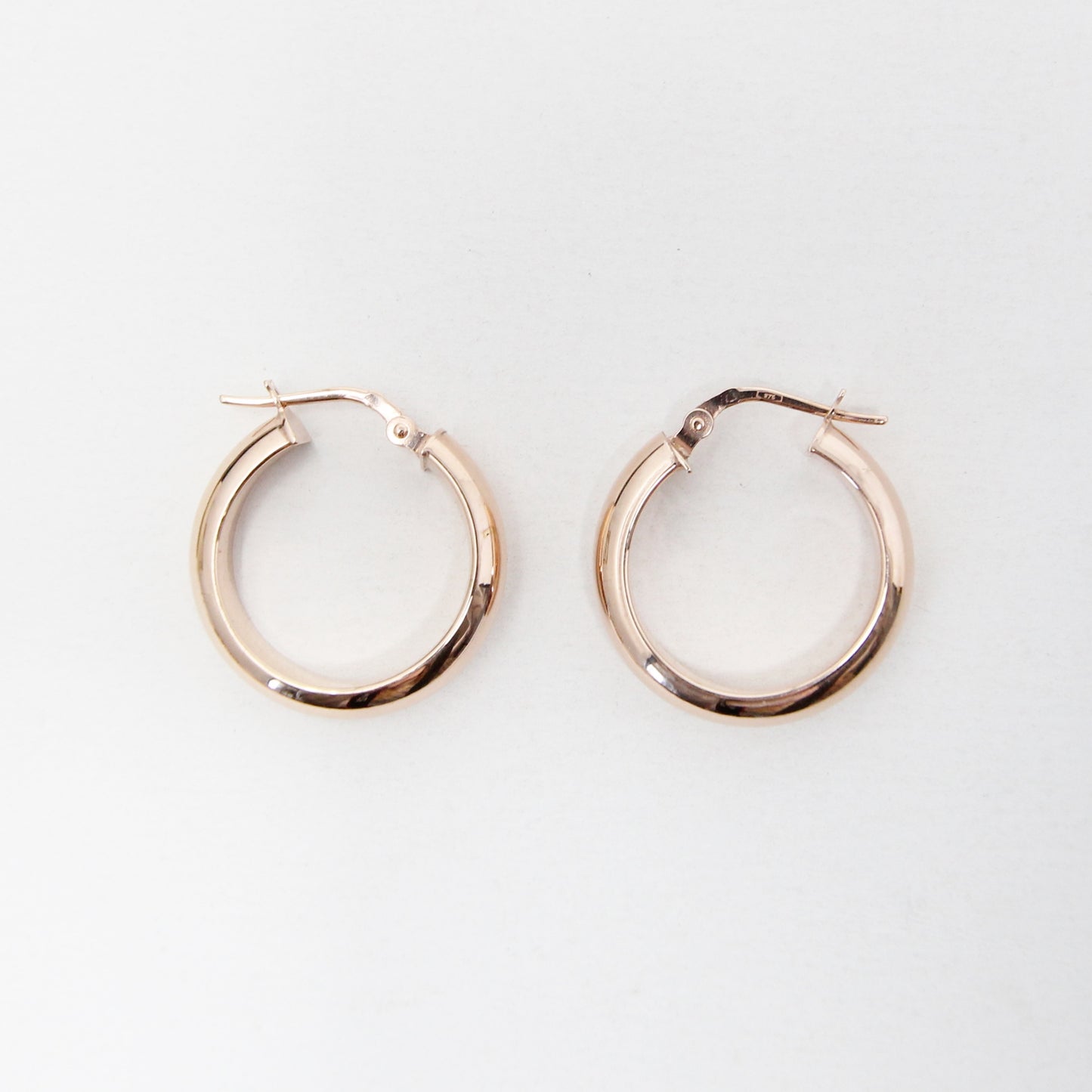 Vintage Hallmarked Solid 9ct 9k Rose Gold Plain Smooth Chunky Hoop Earrings