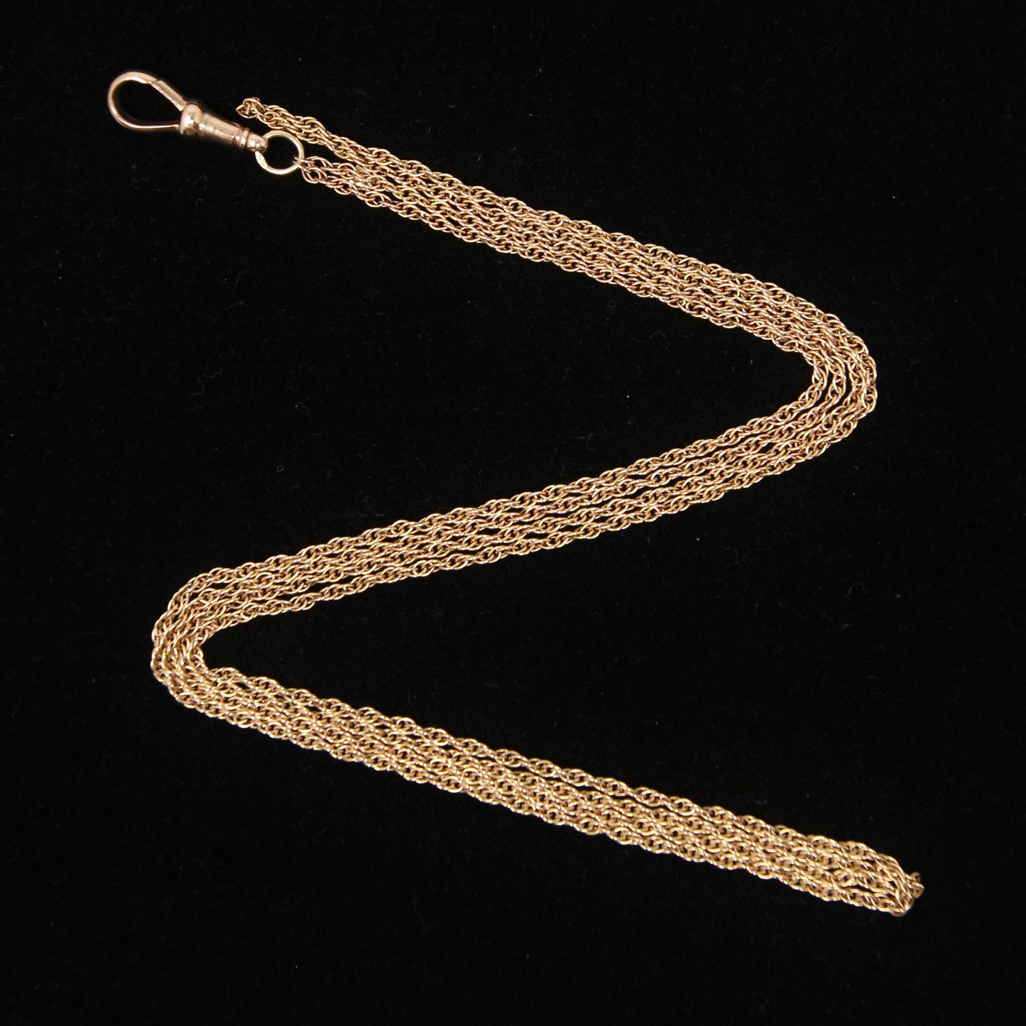 Antique Edwardian Hallmarked Solid 9ct 9k Rose Gold Rope Long Guard Muff Chain Necklace 39''