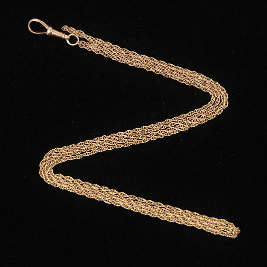 Antique Edwardian Hallmarked Solid 9ct 9k Rose Gold Rope Long Guard Muff Chain Necklace 39''