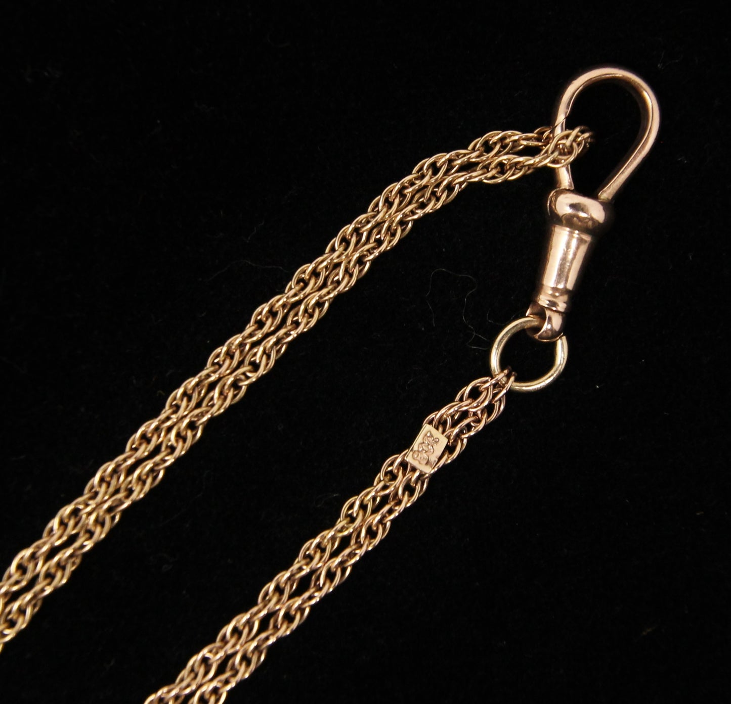 Antique Edwardian Hallmarked Solid 9ct 9k Rose Gold Rope Long Guard Muff Chain Necklace 39''