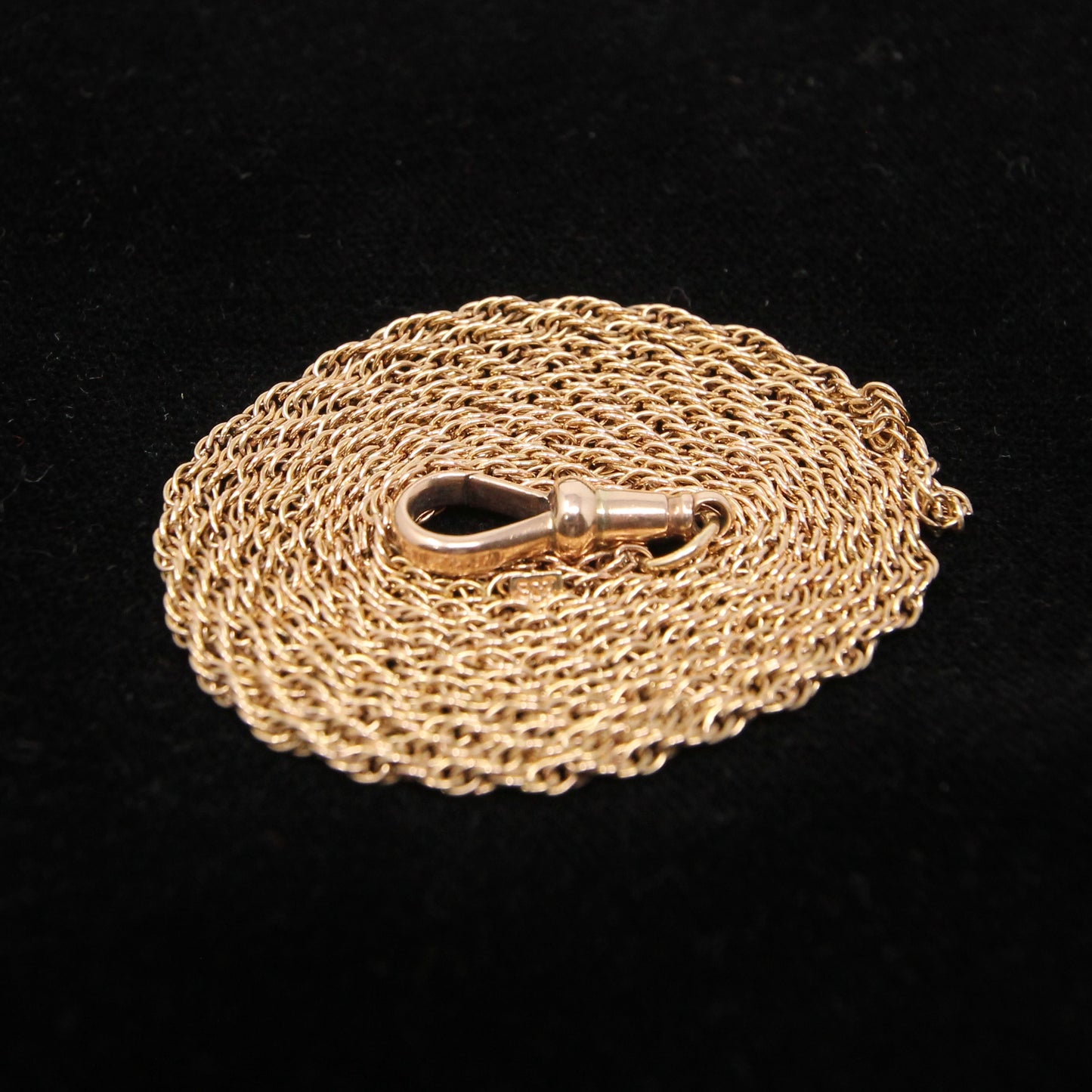 Antique Edwardian Hallmarked Solid 9ct 9k Rose Gold Rope Long Guard Muff Chain Necklace 39''